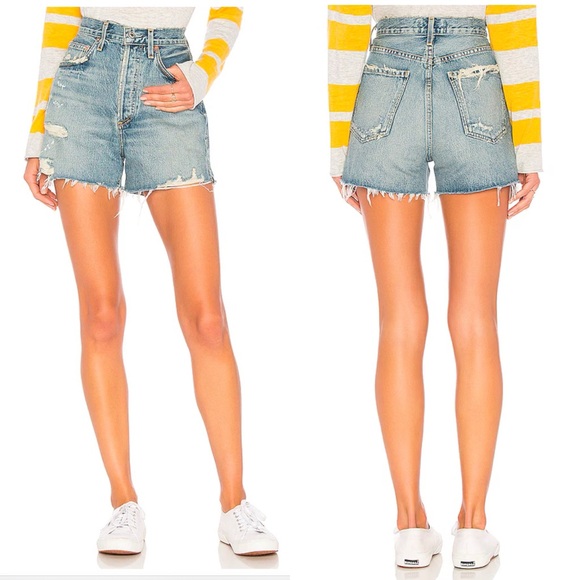 AGOLDE Dee Ultra High Rise Ricochet Denim Short - Picture 1 of 10